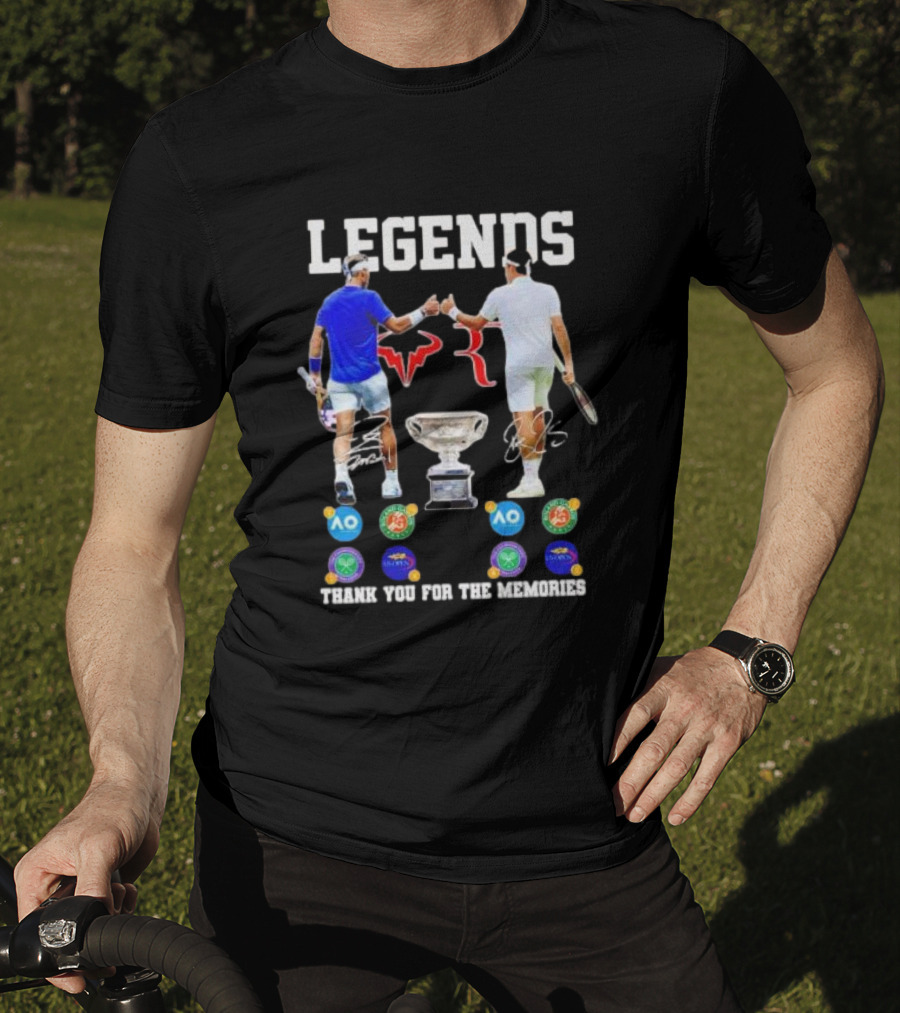 LEGENDS Roger Federer Rafael Nadal Thank You For The Memories Tennis Grand Slam Icons T-Shirt