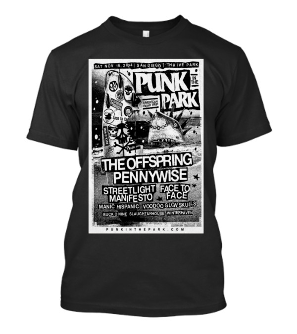 Punk In The Park San Diego 2024 The Offspring Pennywise Streetlight Manifesto Face To Face Lineup T-Shirt