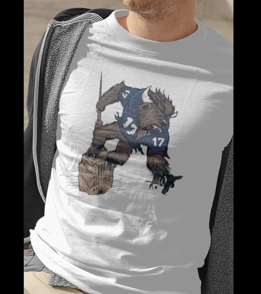 Buffalo Bills King Of New York Mascot Towering Beast Number 17 T-Shirt