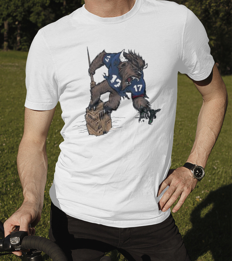 Buffalo Bills King Of New York Mascot Towering Beast Number 17 T-Shirt