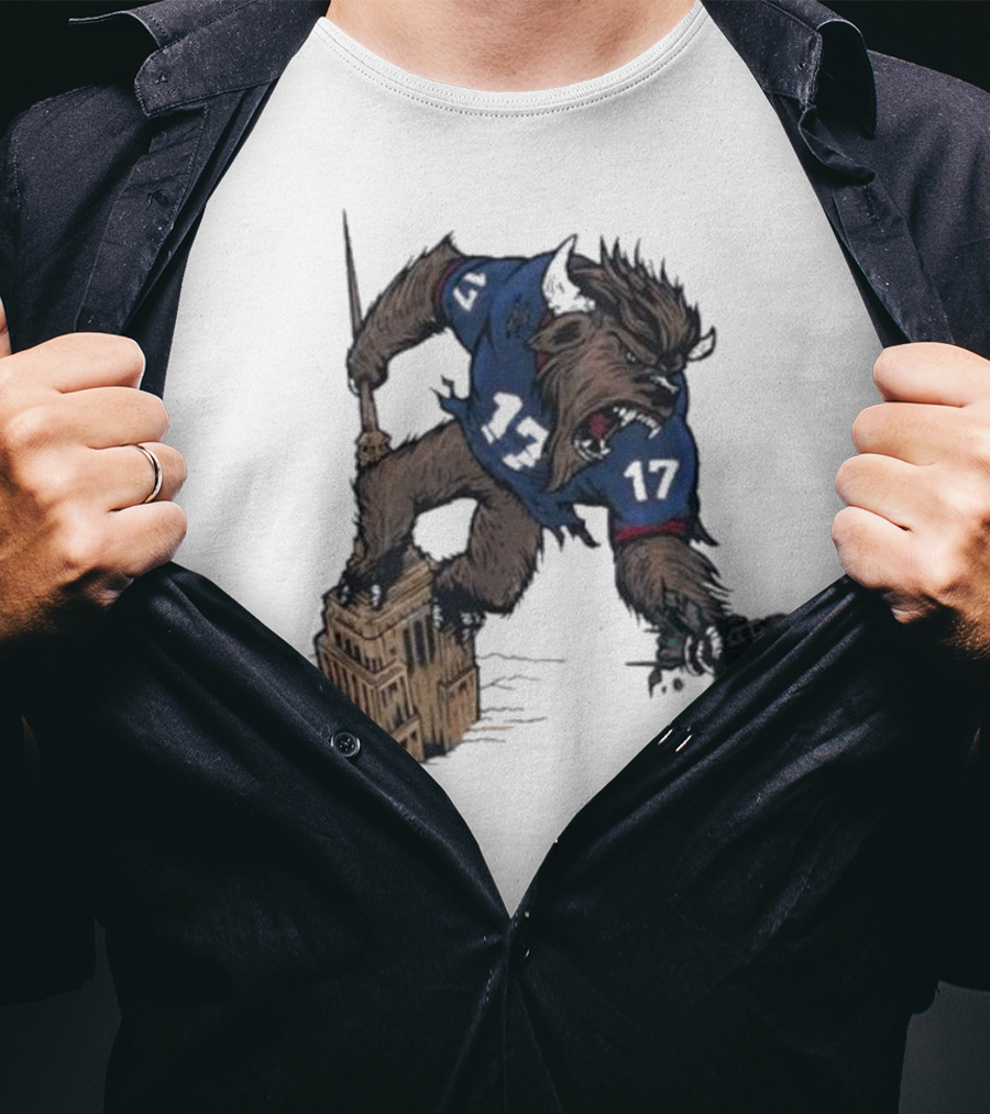 Buffalo Bills King Of New York Mascot Towering Beast Number 17 T-Shirt