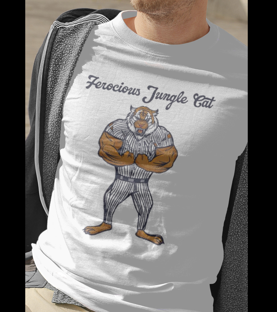 Ferocious Jungle Cat Yankees Tiger Mascot T-Shirt