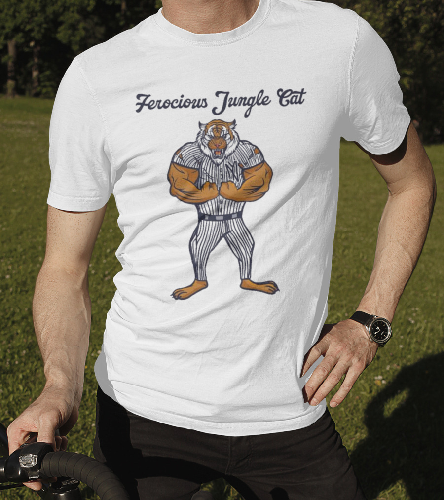 Ferocious Jungle Cat Yankees Tiger Mascot T-Shirt