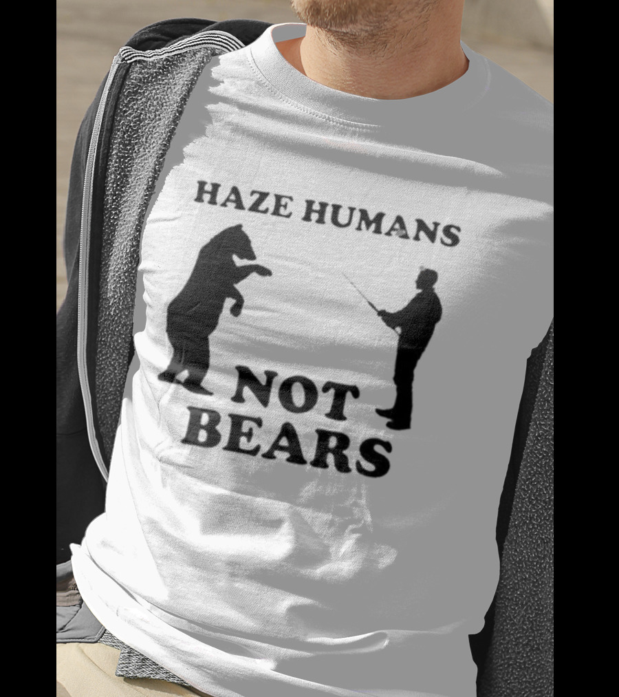 Haze Humans Not Bears Silhouette Of Person And Bear Confrontation T-Shirt