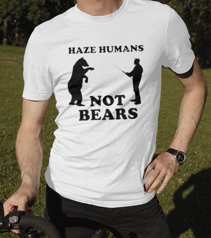 Haze Humans Not Bears Silhouette Of Person And Bear Confrontation T-Shirt