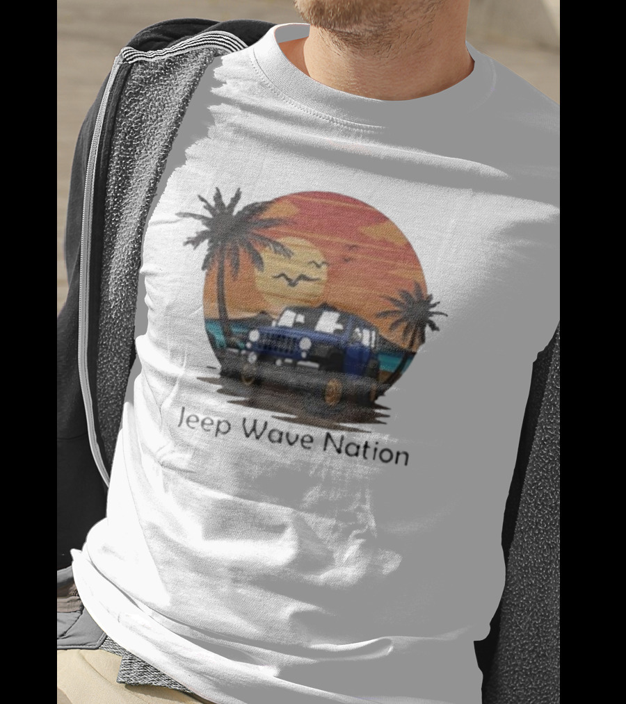 Jeep Wave Nation Vintage Sunset Adventure Scene T-Shirt