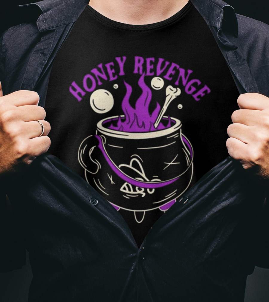 Honey Revenge Bubbling Cauldron With Bone And Flames T-Shirt