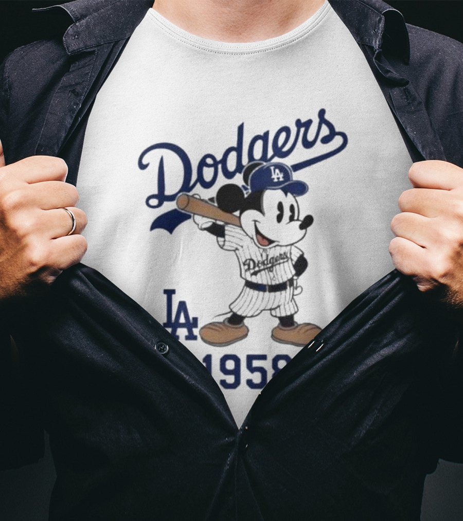 Mickey Mouse Los Angeles Dodgers 1958 LA Baseball T-Shirt