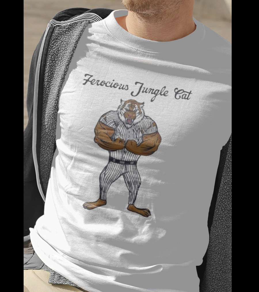 New York Yankees MLB Ferocious Jungle Cat Fierce Tiger In Pinstripes T-Shirt