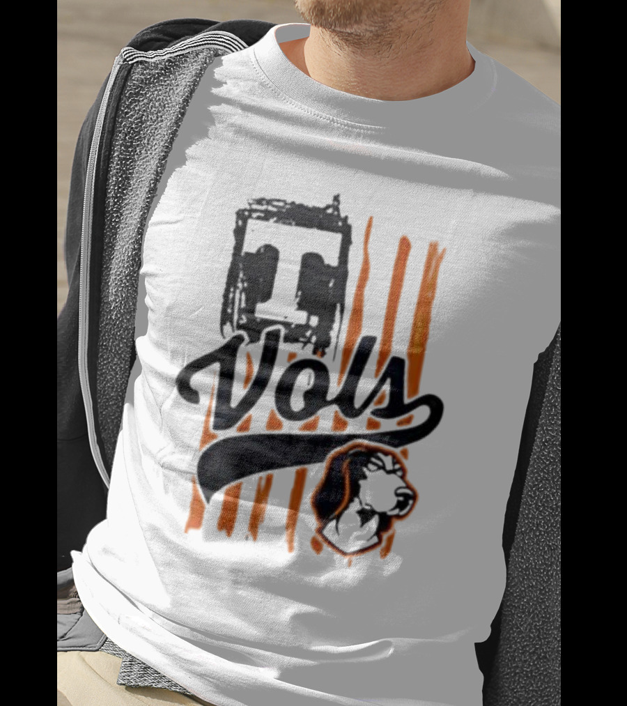 Vols T Logo With Dog And Orange Stripes T-Shirt