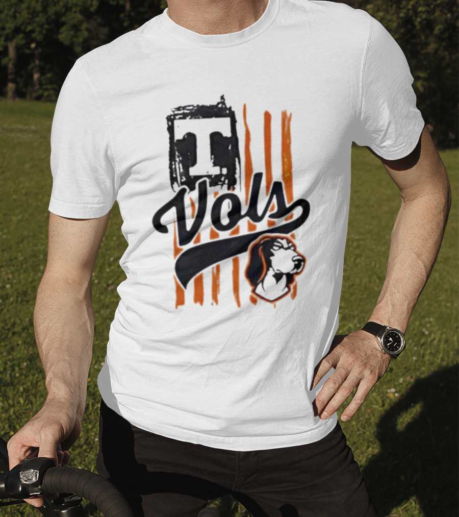 Vols T Logo With Dog And Orange Stripes T-Shirt