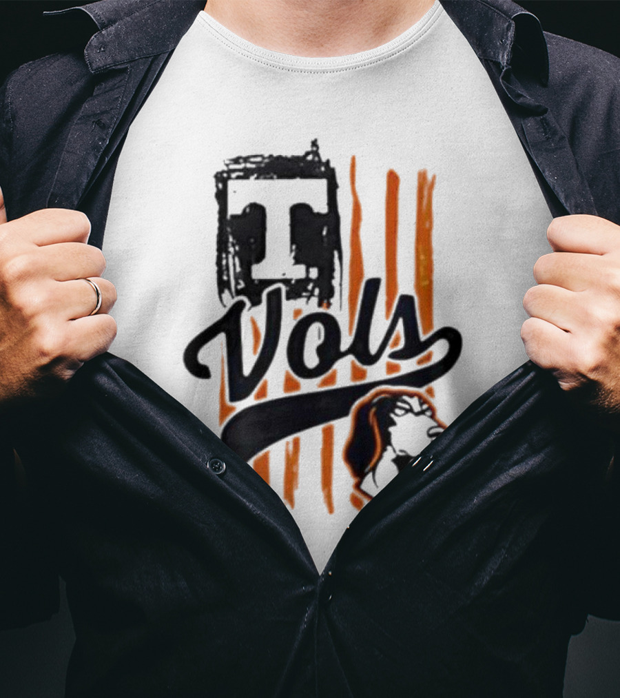 Vols T Logo With Dog And Orange Stripes T-Shirt