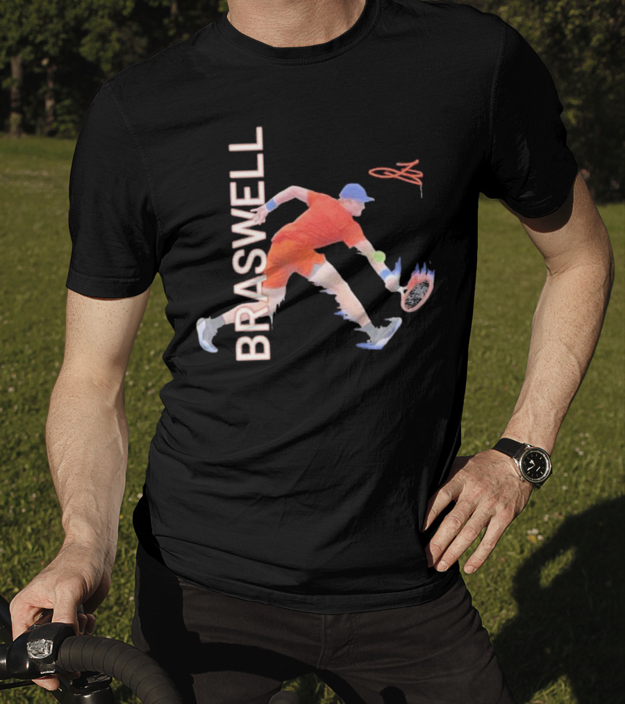 Braswell Tennis Player Signature Action With Dynamic Stroke T-Shirt