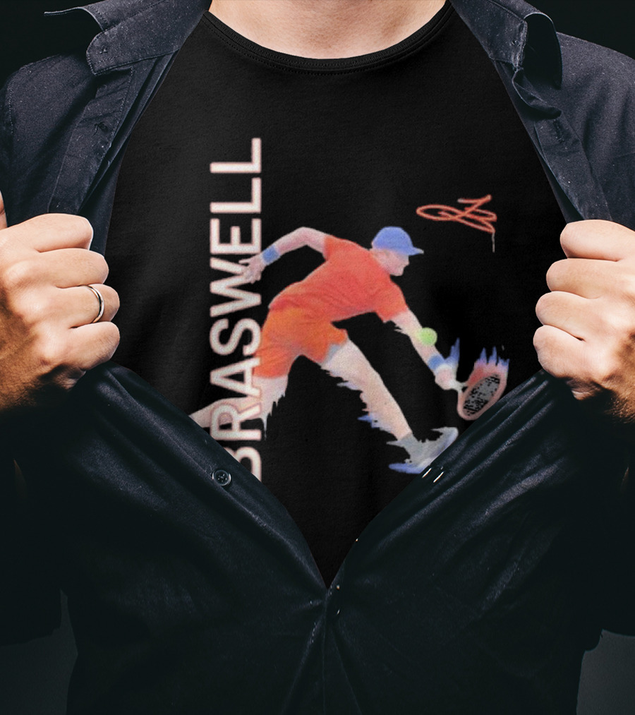 Braswell Tennis Player Signature Action With Dynamic Stroke T-Shirt