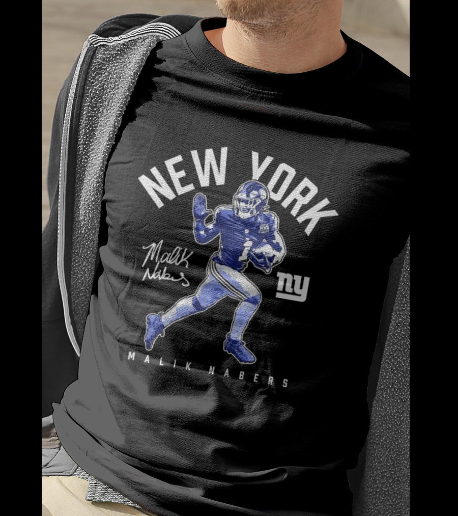 New York Malik Nabers Giants Stiff Arm T-Shirt