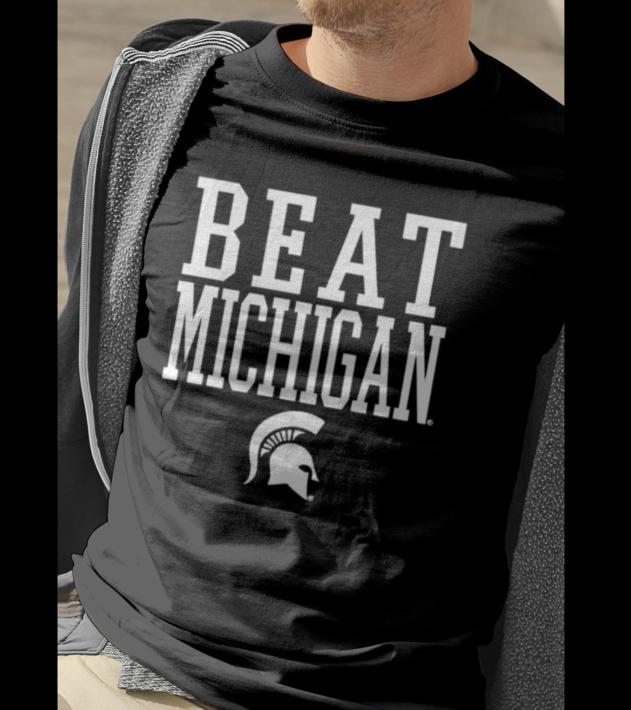 Beat Michigan Michigan State Spartans Helmet T-Shirt