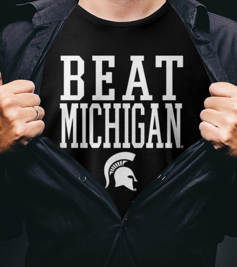 Beat Michigan Michigan State Spartans Helmet T-Shirt