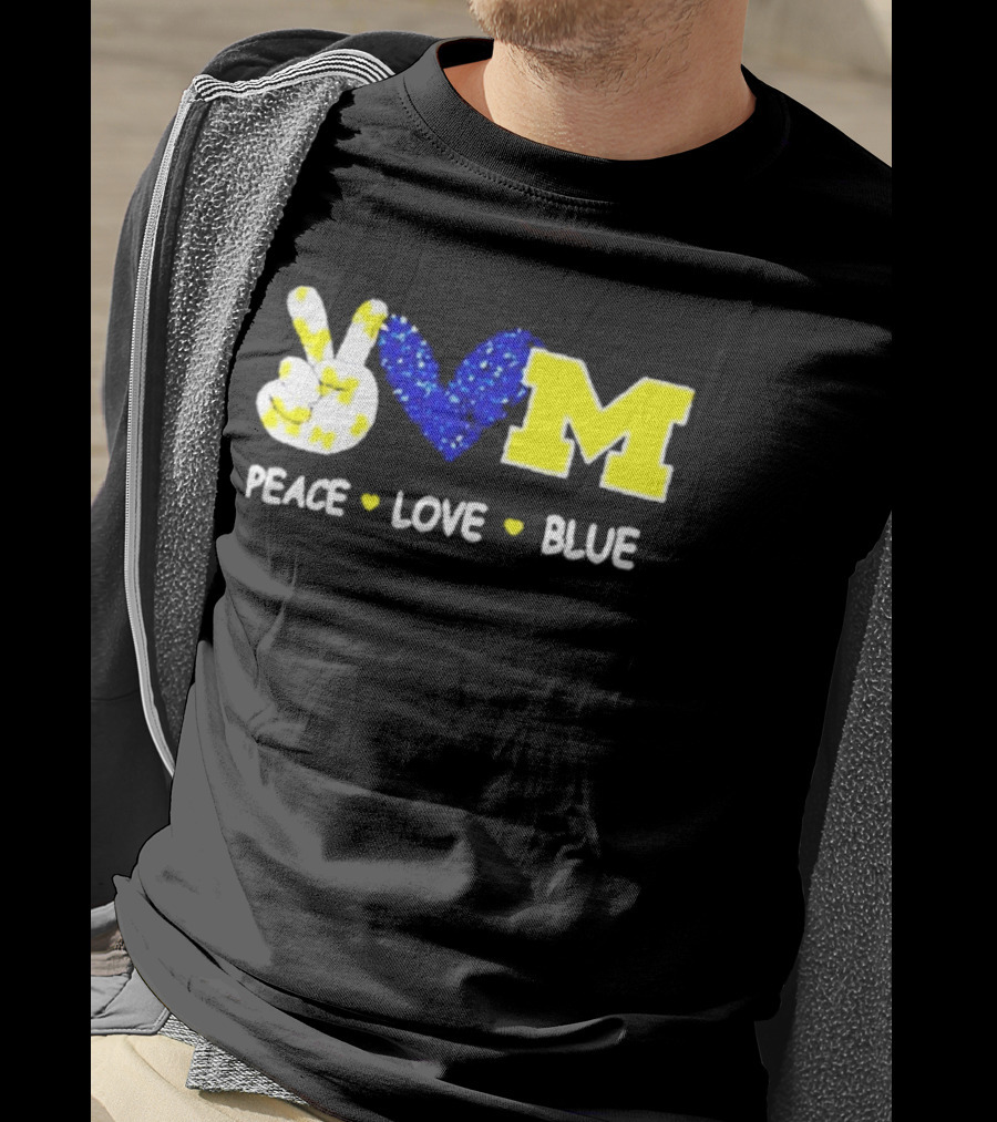 Peace Love M Blue T-Shirt