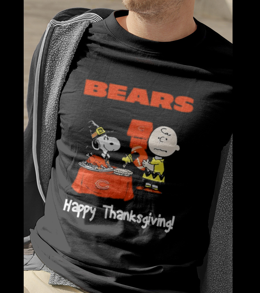 BEARS Chicago Charlie Brown And Snoopy Happy Thanksgiving T-Shirt