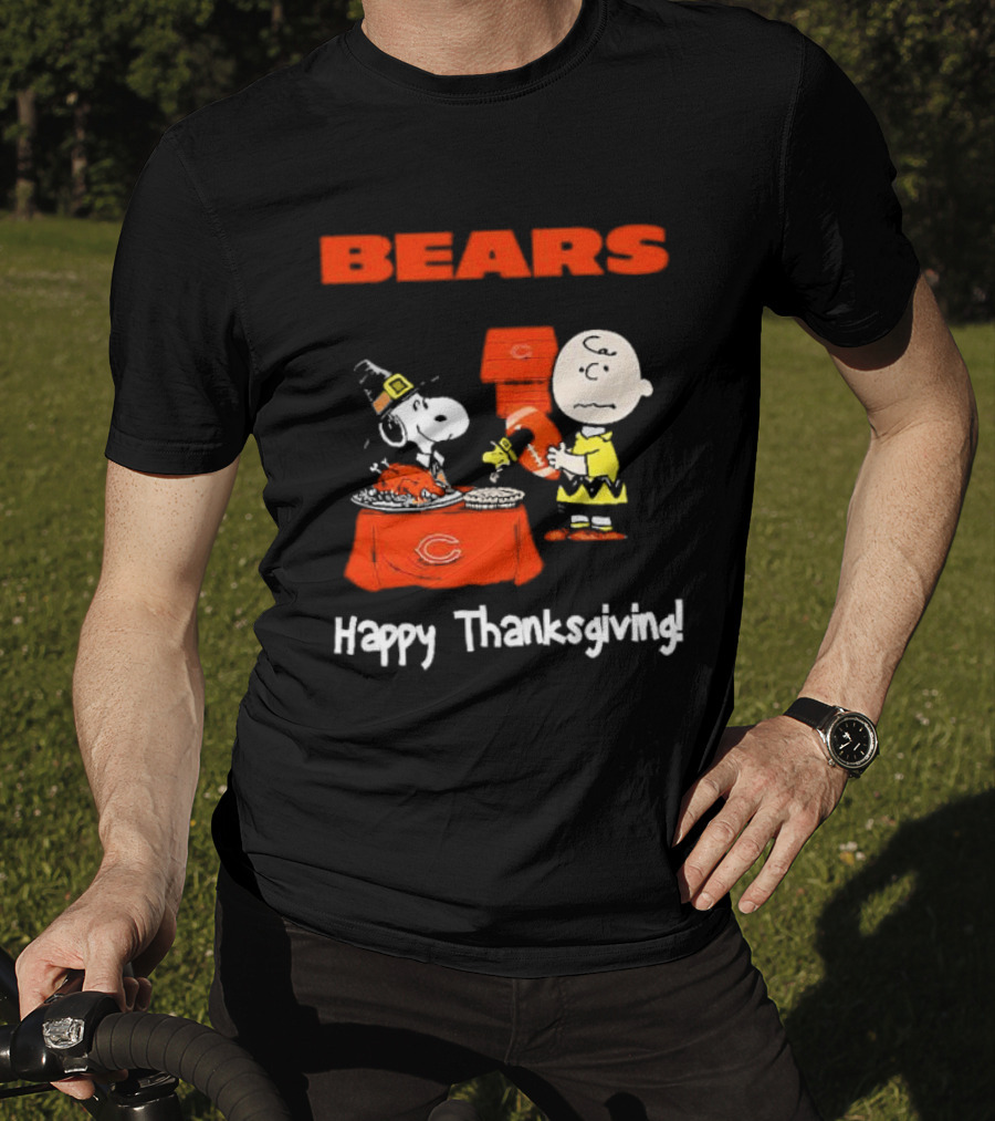 BEARS Chicago Charlie Brown And Snoopy Happy Thanksgiving T-Shirt