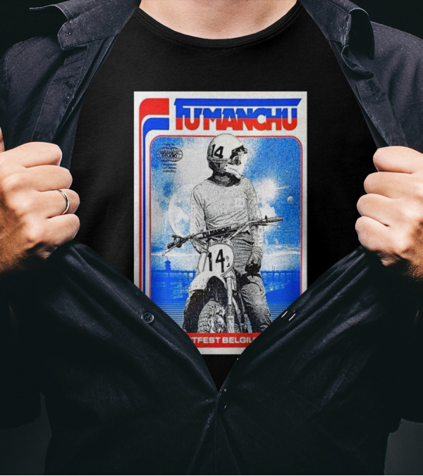Fu Manchu Motorcycle Rider Desertfest Belgium 2024 Retro T-Shirt