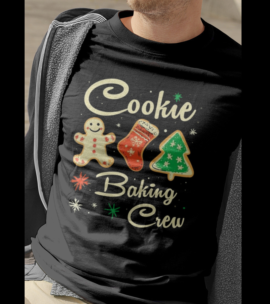 Cookie Baking Crew Christmas Gingerbread Stocking Tree Cookies T-Shirt