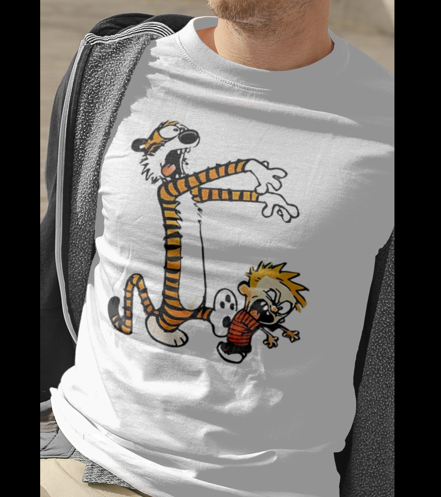 Calvin And Hobbes Playing Zombies Comic Characters Fun T-Shirt