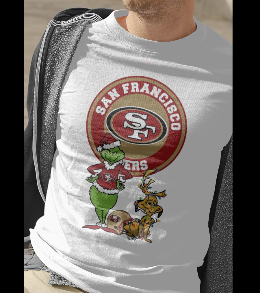 San Francisco 49ers Grinch And Max Merry Christmas T-Shirt