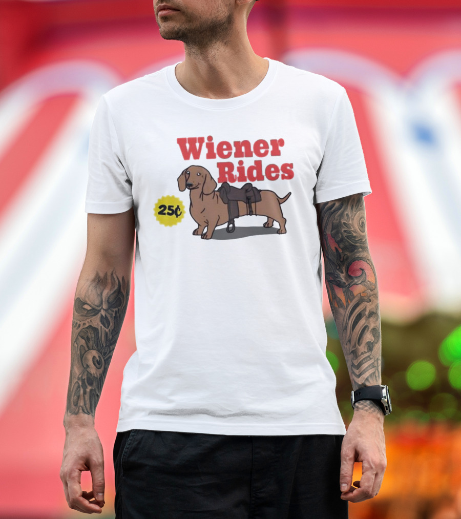 Wiener Rides 25C Dachshund with Saddle T-Shirt