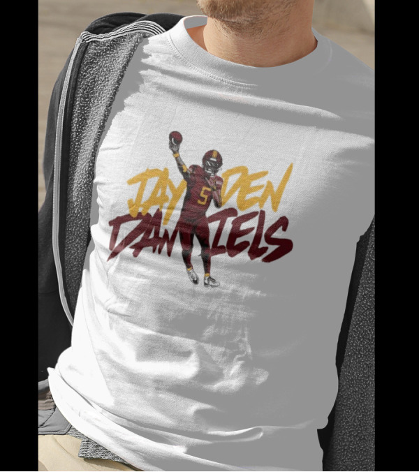Jayden Daniels Washington Commanders Player Cartoon Football 5 T-Shirt