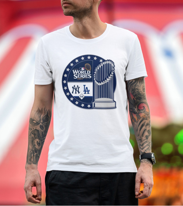 Premium T-Shirt: Los Angeles Dodgers vs. New York Yankees 2024 World Series MLB Collector Trophy Stars T-Shirt Los Angeles Dodgers vs. New York Yankees 2024 World Series MLB Collector Trophy Stars T-Shirt