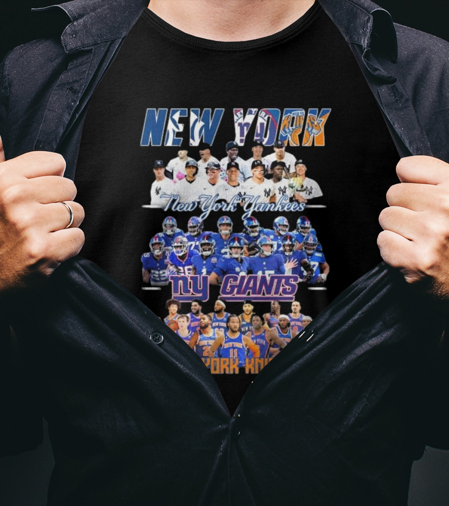 New York Yankees NY Giants New York Knicks Team Players T-Shirt