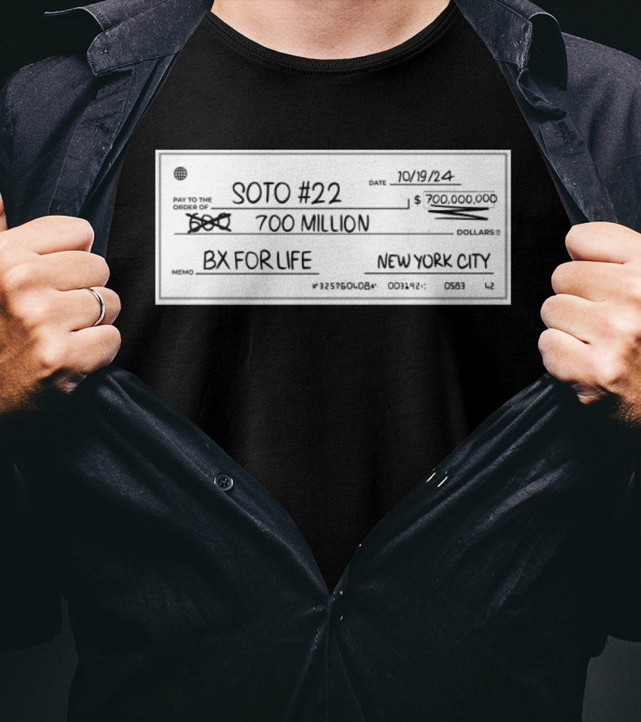 Whatever He Wants Soto #22 700 Million BX For Life New York City Check T-Shirt