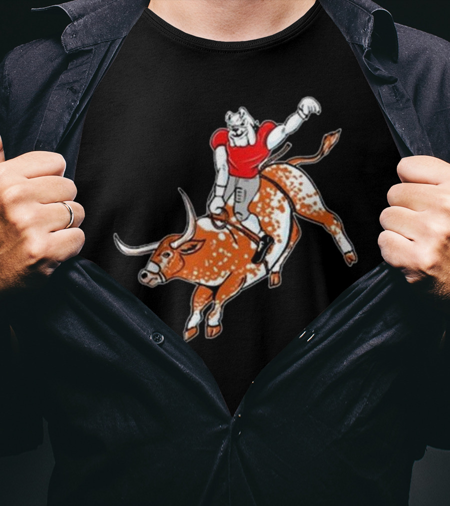 Ga Horns Down Bulldog Rides Longhorn T-Shirt