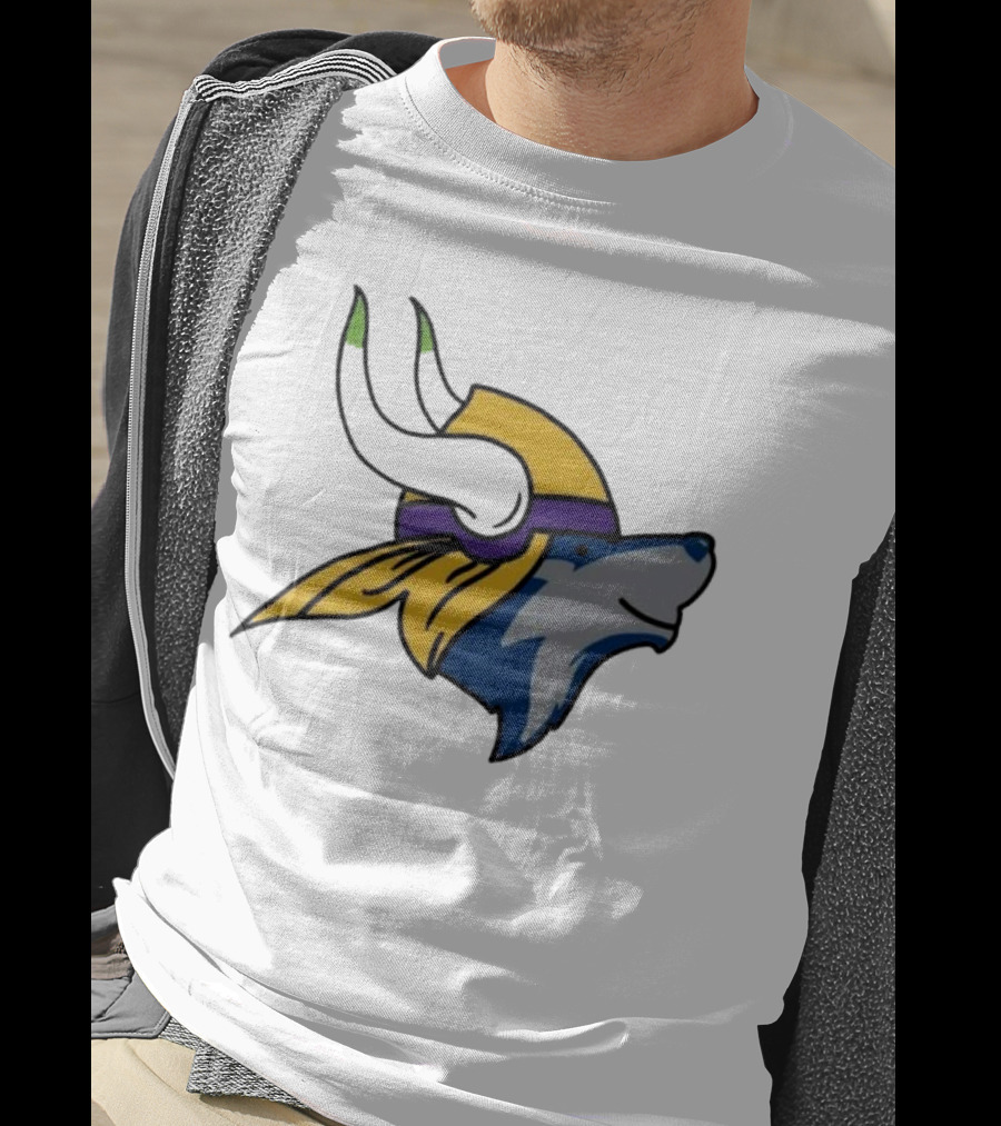Minnesota Timbervikes Wolf And Viking Helmet Mashup T-Shirt