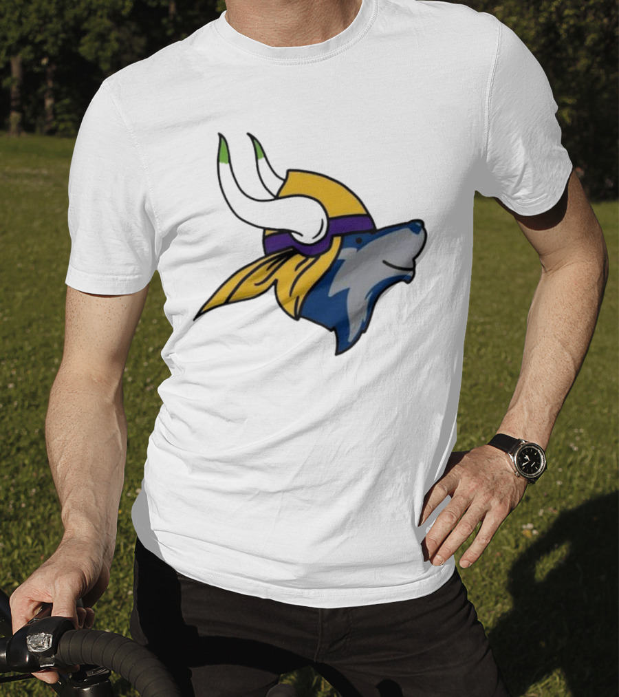 Minnesota Timbervikes Wolf And Viking Helmet Mashup T-Shirt