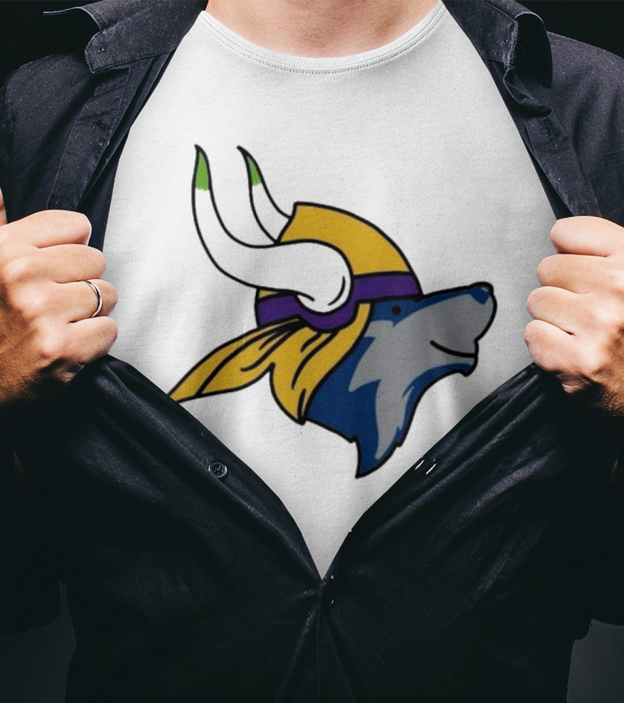 Minnesota Timbervikes Wolf And Viking Helmet Mashup T-Shirt