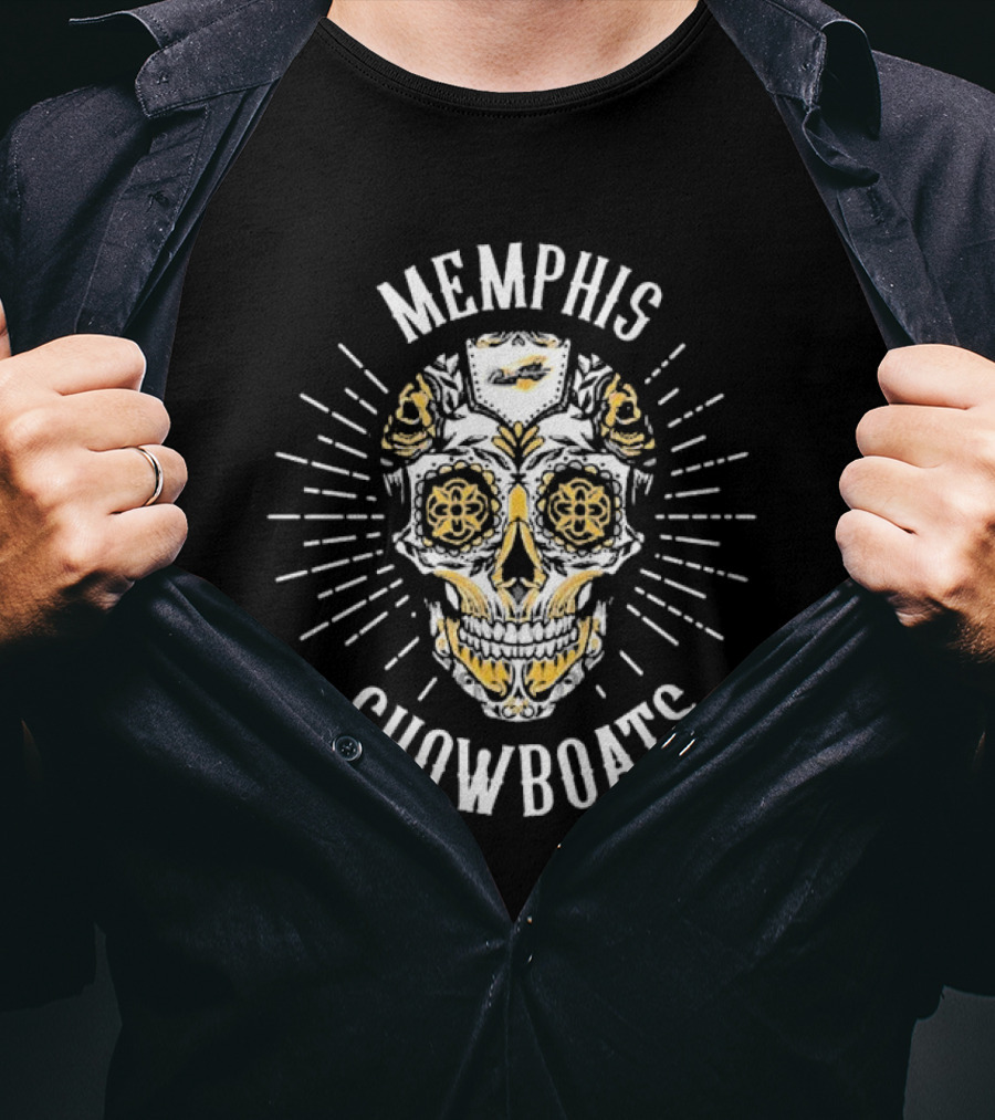 Memphis Showboats Dia De Los Muertos Skull T-Shirt