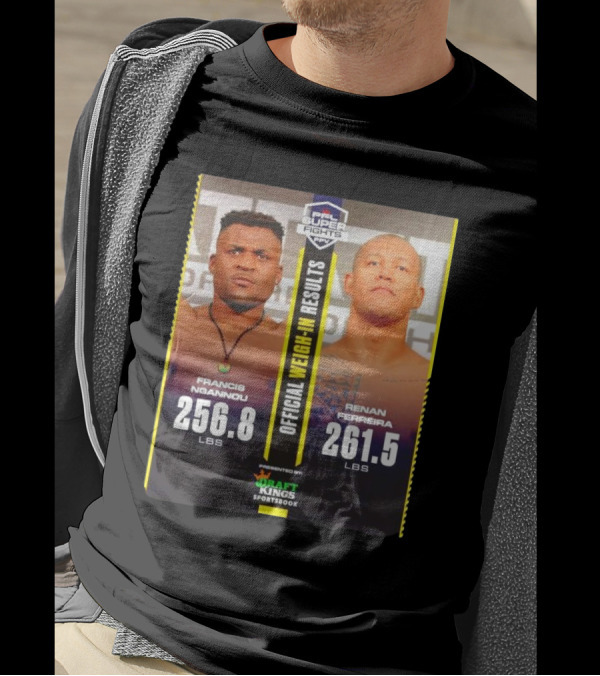 PFL Super Fights Francis Ngannou 256.8 Lbs Vs Renan Ferreira 261.5 Lbs DraftKings Sportsbook Weigh-In Results T-Shirt