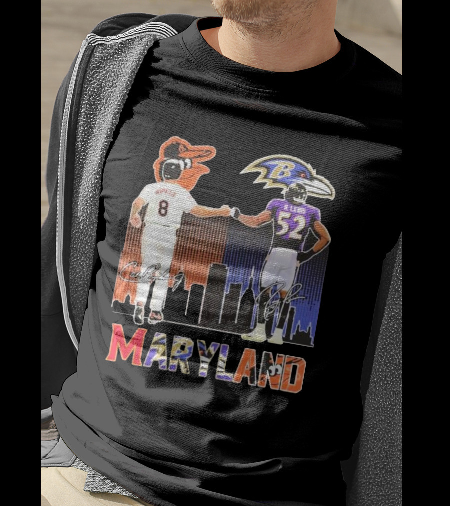 Maryland Sports Baltimore Orioles Ripken Baltimore Ravens Lewis Signatures T-Shirt