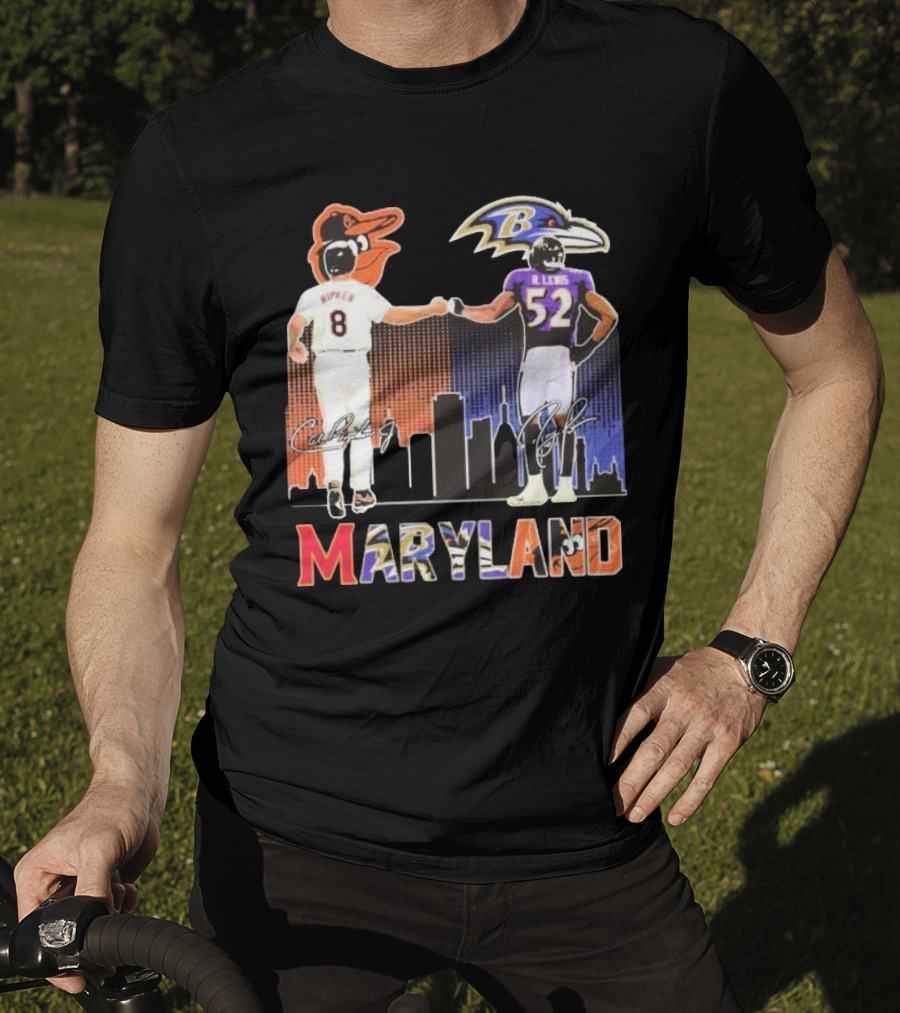 Maryland Sports Baltimore Orioles Ripken Baltimore Ravens Lewis Signatures T-Shirt
