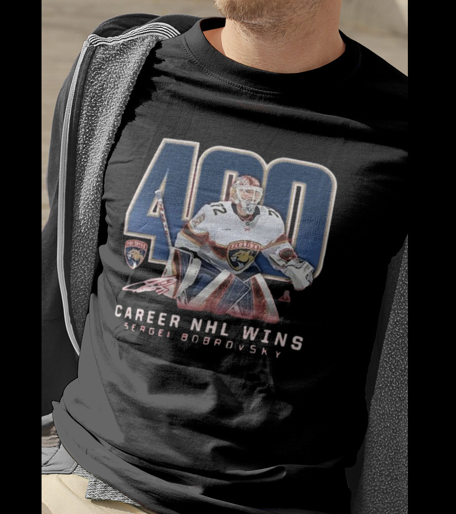 Sergei Bobrovsky 400 Career NHL Wins Florida Panthers T-Shirt