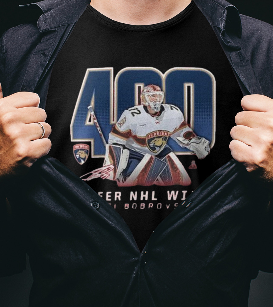 Sergei Bobrovsky 400 Career NHL Wins Florida Panthers T-Shirt