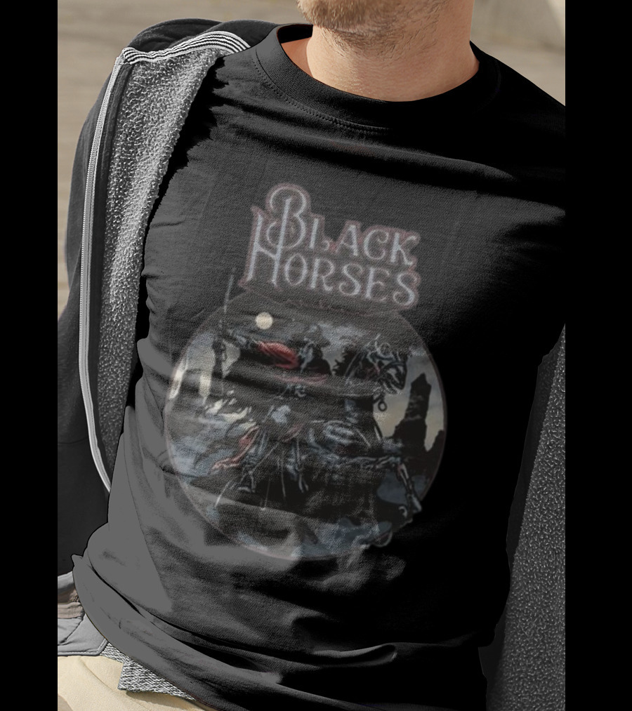 Black Horses Moonlit Knight T-Shirt