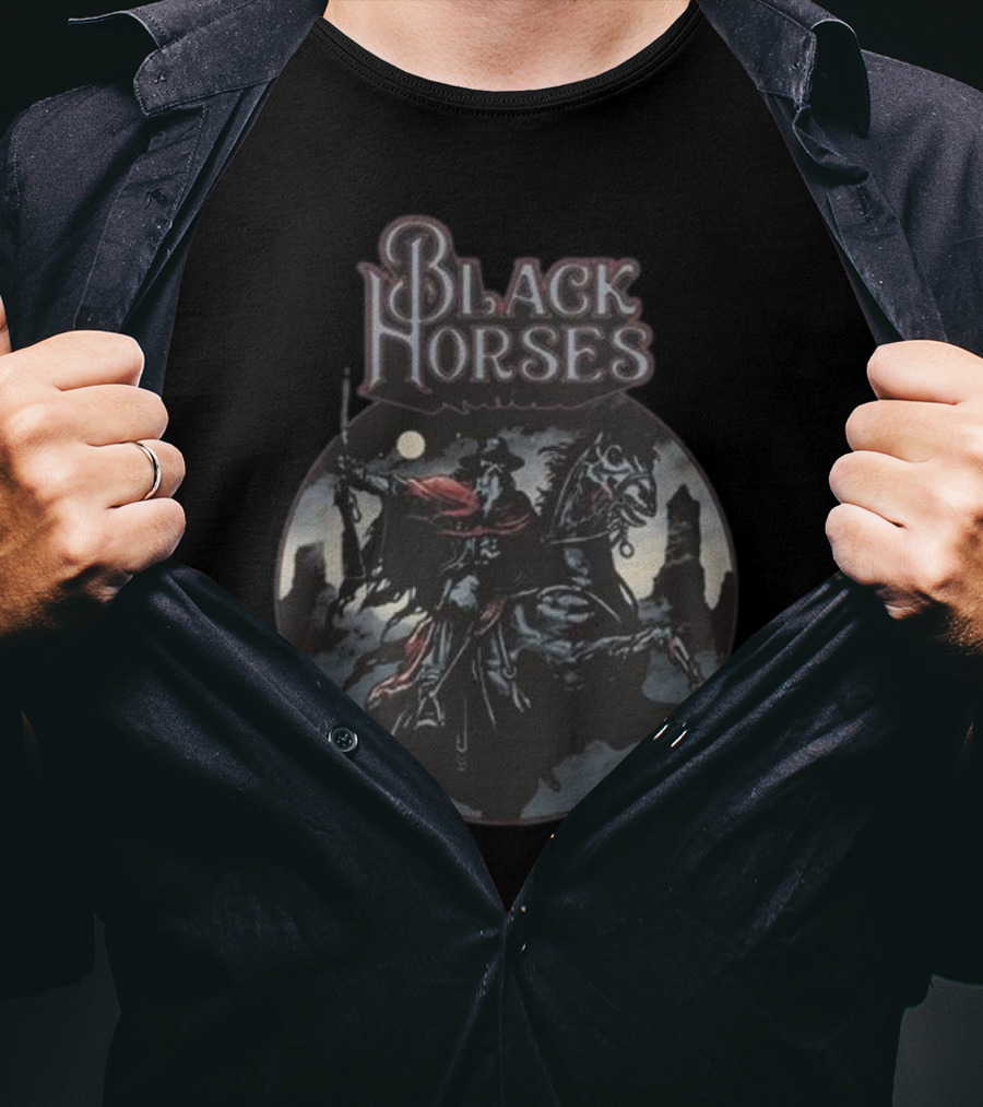 Black Horses Moonlit Knight T-Shirt