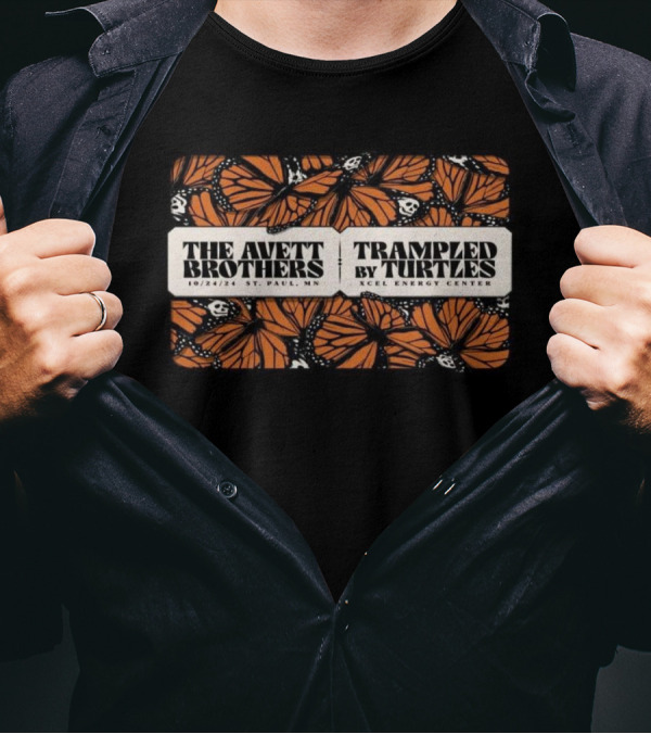 The Avett Brothers And Trampled By Turtles Xcel Energy Center St. Paul MN October 24 2024 Monarch Butterflies T-Shirt