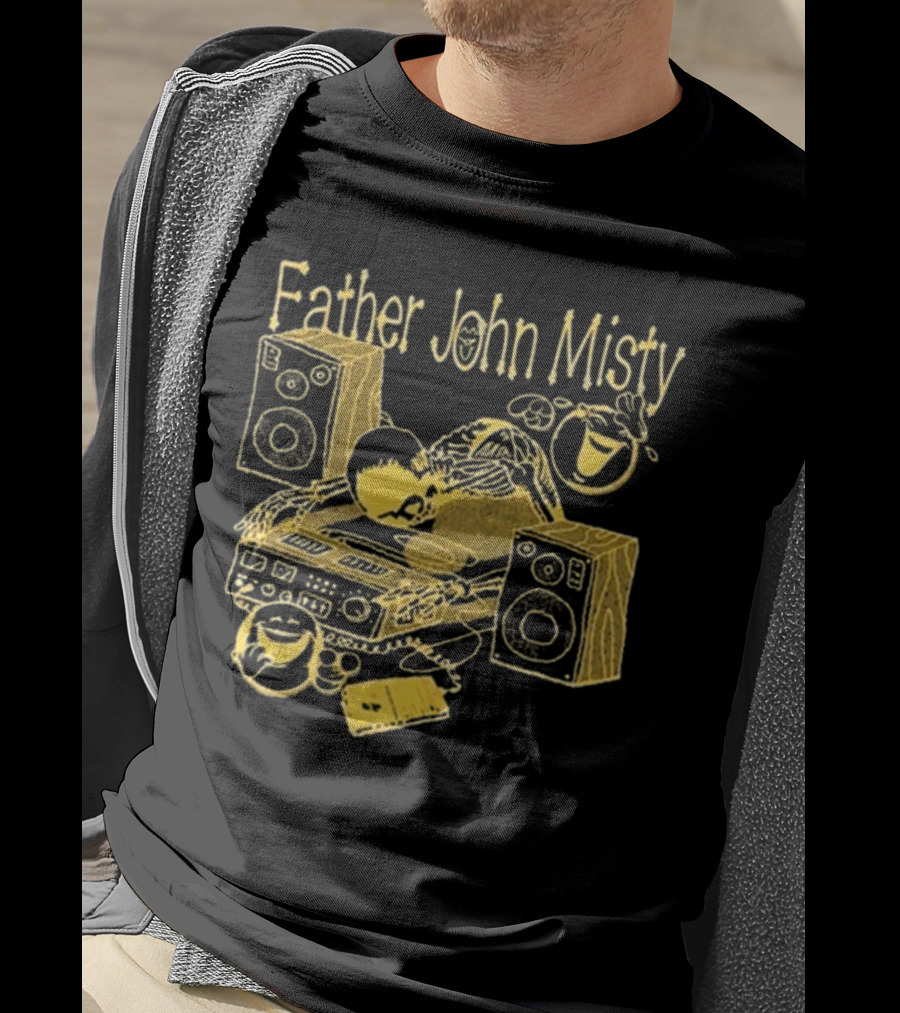 Father John Misty DJ Cartoon Skeleton With Speakers T-Shirt
