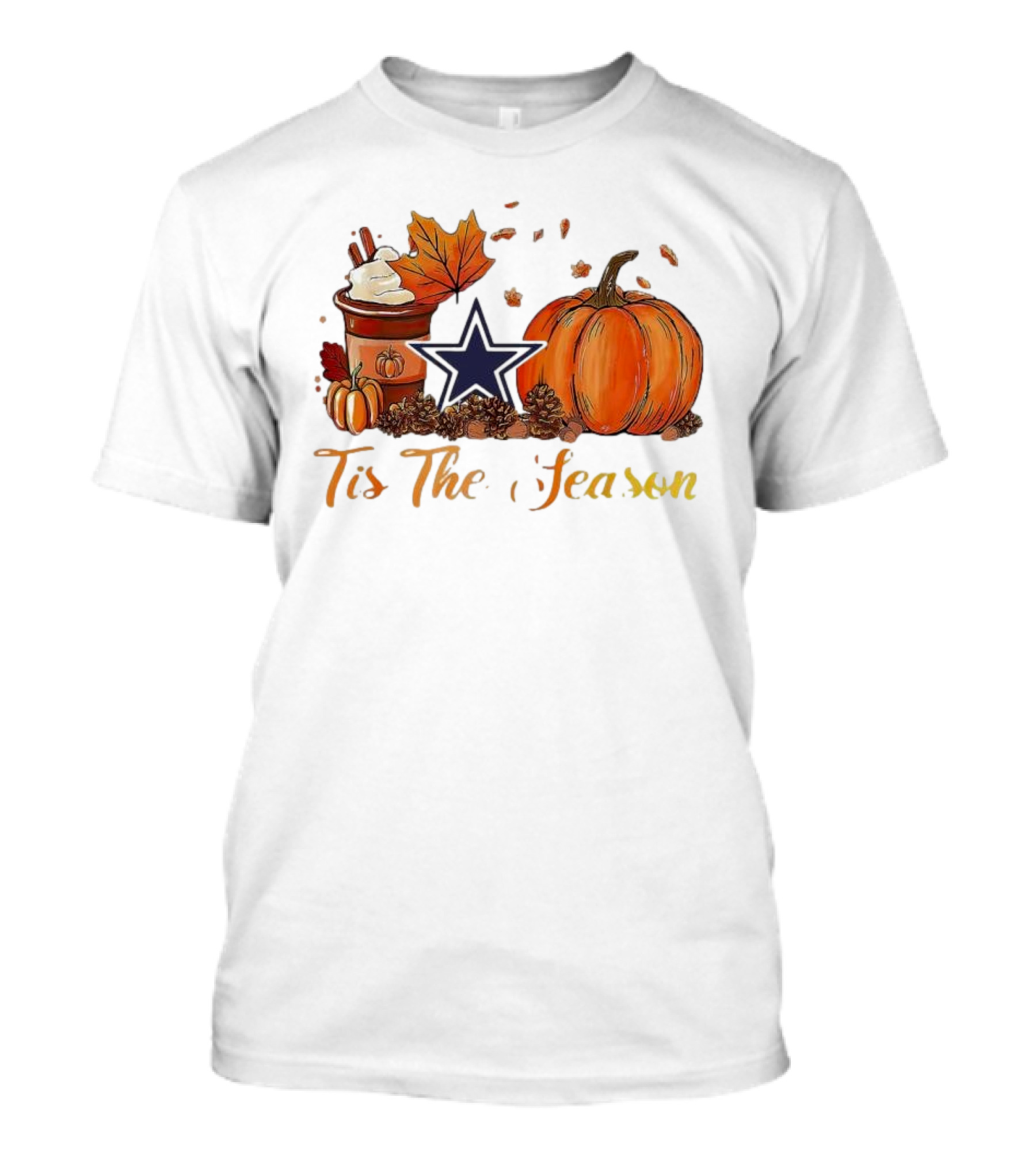 Dallas Cowboys Tis The Season Pumpkin Latte Autumn Decor T-Shirt