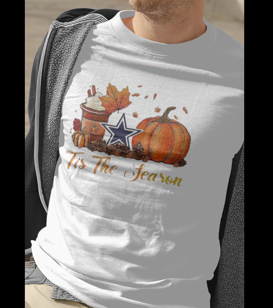 Dallas Cowboys Tis The Season Pumpkin Latte Autumn Decor T-Shirt