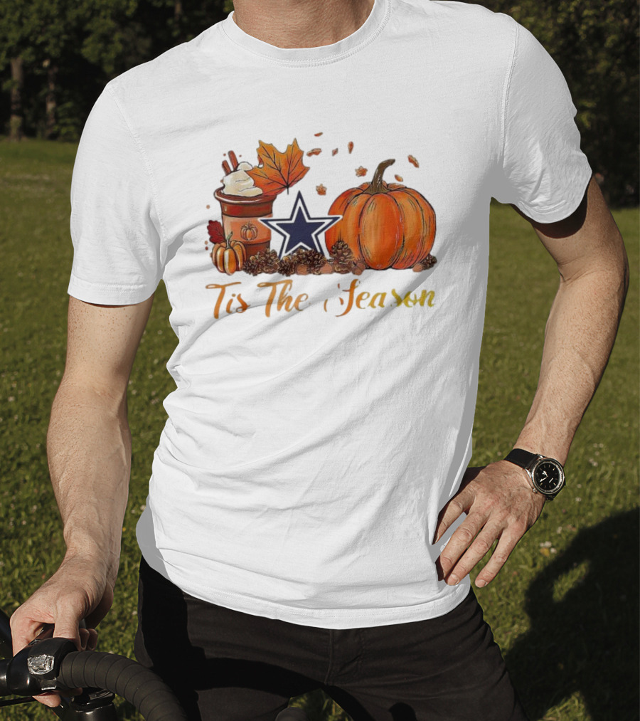 Dallas Cowboys Tis The Season Pumpkin Latte Autumn Decor T-Shirt